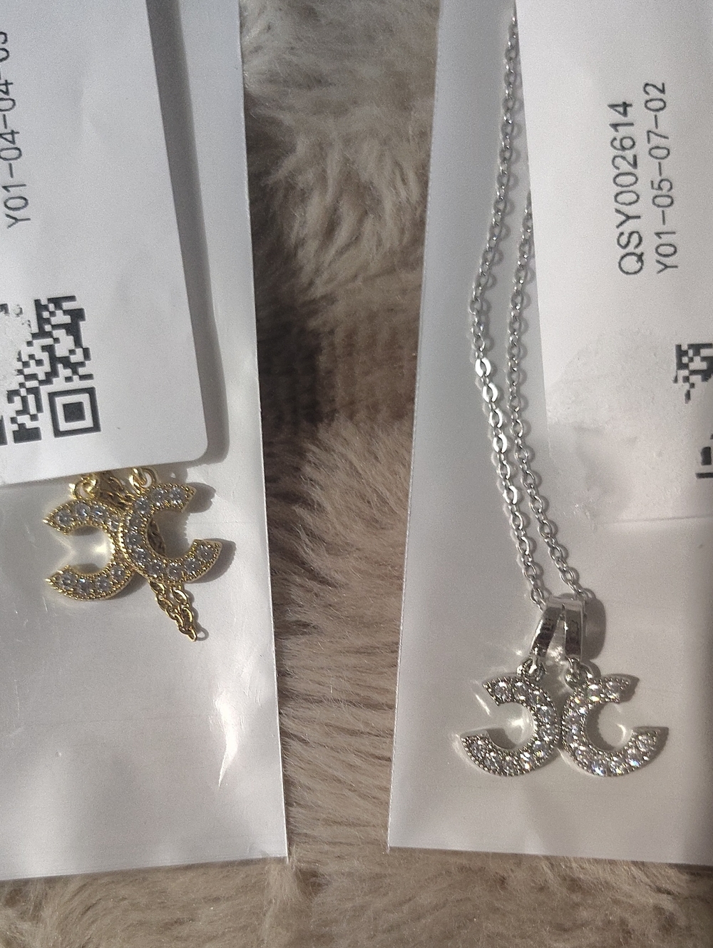 Crystal-Embellished Double C Necklace in Gold Or  Silver   (1) For $50